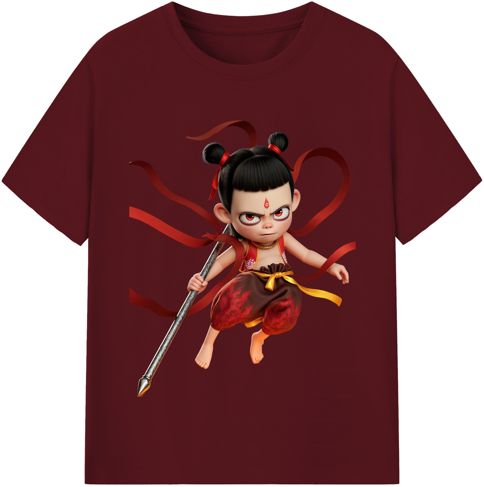 （画像用） Ne Zha 2 ナタ 魔童の大暴れ 綿100％半袖Tシャツ（フロントプリント）